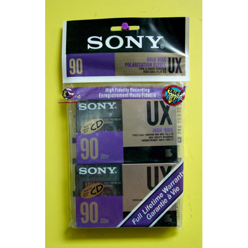 SONY UX90 Audio Cassette Tape Type II CrO2 Position High Bias ( Double Pack )