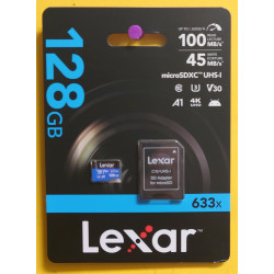 Lexar High-Performance 633x 128GB microSDXC UHS-I Card with SD Adapter, C10, U3, V30, A1, Full-HD & 4K Video, Up To 100MB/s Read, for Smartphones, Tablets, and Action Cameras (LSDMI128BBNL633A)