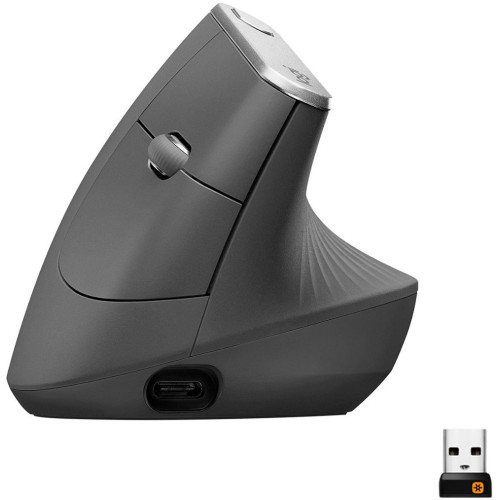 Logitech - MX Vertical Advanced Wireless Optical Ergonomic Mouse with USB and Bluetooth Connection