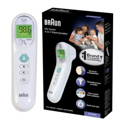 Braun No Touch 3-in-1 Thermometer - Measures Forehead, Liquid, Food Temperature