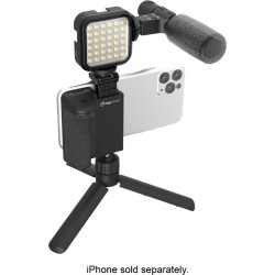 Digipower - Follow ME Vlogging Kit for Phones and Cameras – Includes Microphone, LED light, Bluetooth remote, phone grip and tripod