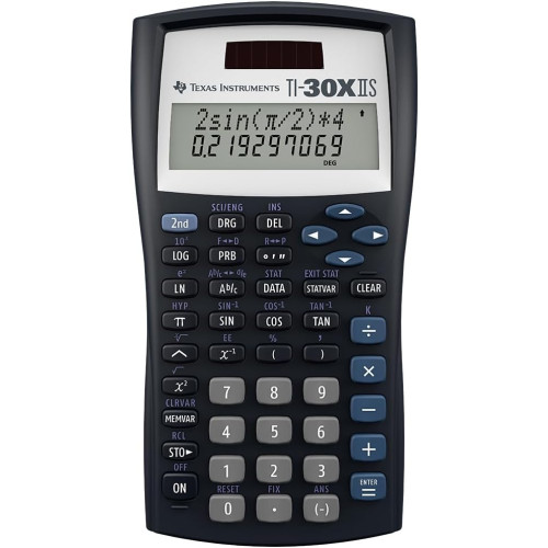 Texas Instruments TI-30XIIS Scientific Calculator, Black with Blue Accents
