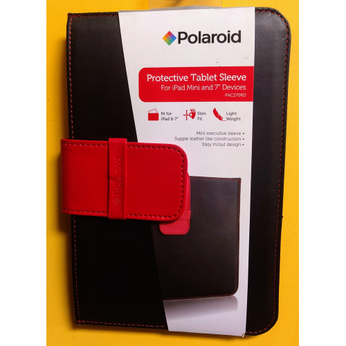 Polaroid Protective Pouch Sleeve Black and Red for iPad 2 3 4 and 7'' Devices